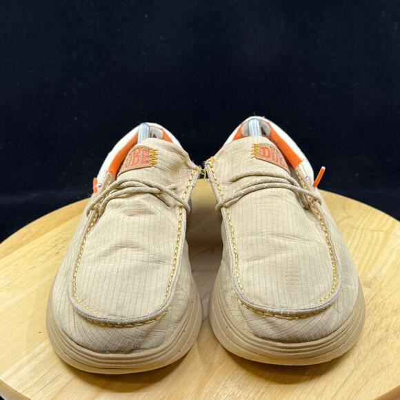 Hey Dude Shoes Mens 9 Wally Comfy Hype Casual Comfort Moc Toe Sneakers Beige - Picture 3 of 11